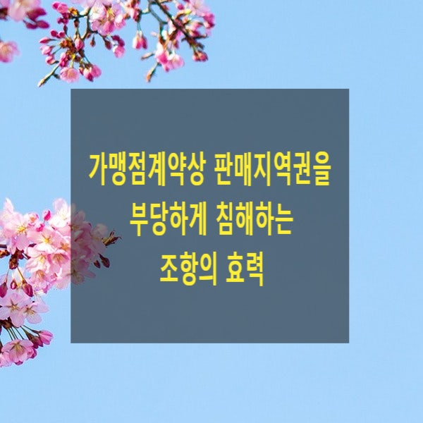  가맹점계약상 판매지역권을 부당하게 침해하는 조항의 효력