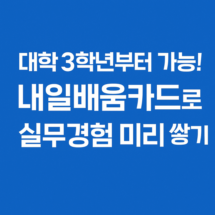   대학 3학년부터 가능! 내일배움카드로 실무경험 미리 쌓기