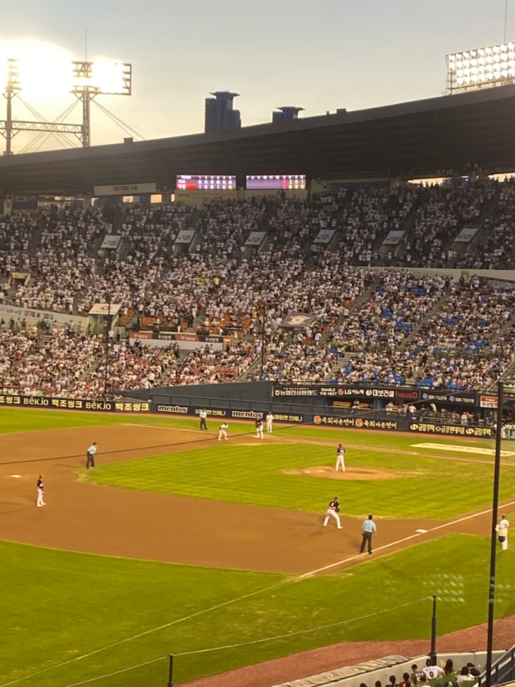  잠실야구장 3루 레드석 225블럭 11열 124 시야 및 뿌링빅콜팝 KIA vs 두산 경기