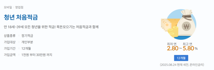  신한은행 청년처음적금으로 1년 만기 최대 5.8% 금리 챙기는 방법!