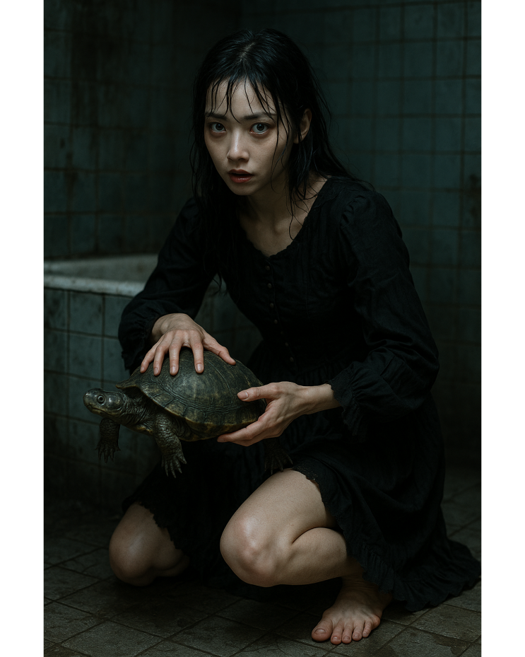  공포 소녀 일러스트 (주제 거북이)