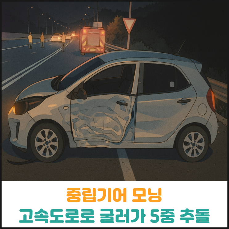  중립기어로 둔 모닝, 고속도로로 굴러가 5중 추돌사고 발생