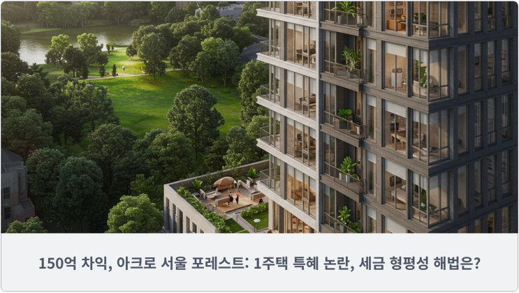  150억 차익, 아크로 서울 포레스트: 1주택 특혜 논란, 세금 형평성 해법은?