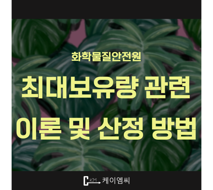  [ 주식회사 케이엠씨 ] 화학물질안전원, 최대보유량 관련 이론 및 산정 방법