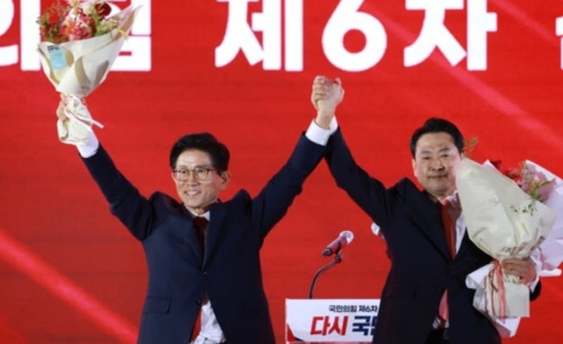 "최악 말고 차악 찍자 " "충격적 야합"…국힘 김문수.장동혁 장외전