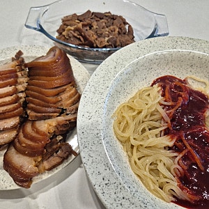 맛있는 녀석들 석쇠구이 고기쫄면과 간편 족발 슬라이스 밀키트 솔직후기 [3분 조리]