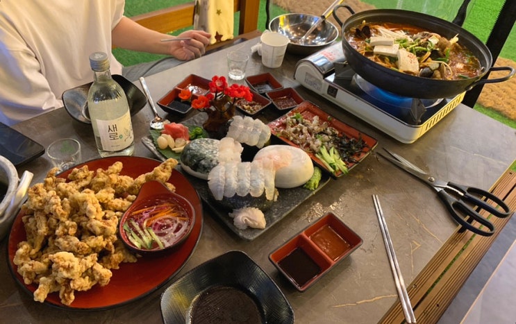  군산 조촌동 옥상달빛/분위기 좋은 야외 루프탑 술집 해물한상