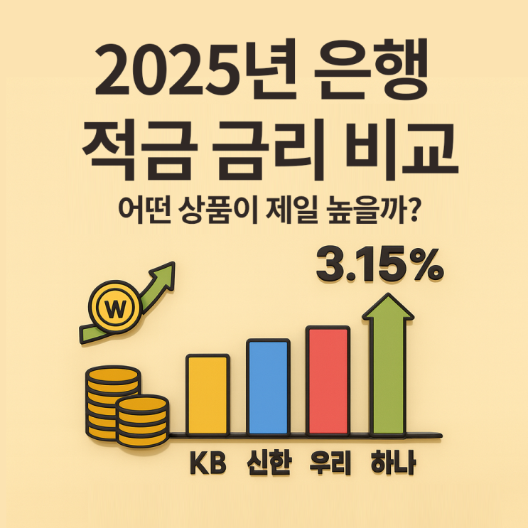  2025년 은행 적금 금리 비교, KB·신한·우리·하나·농협, 어떤 상품이 제일 높을까?