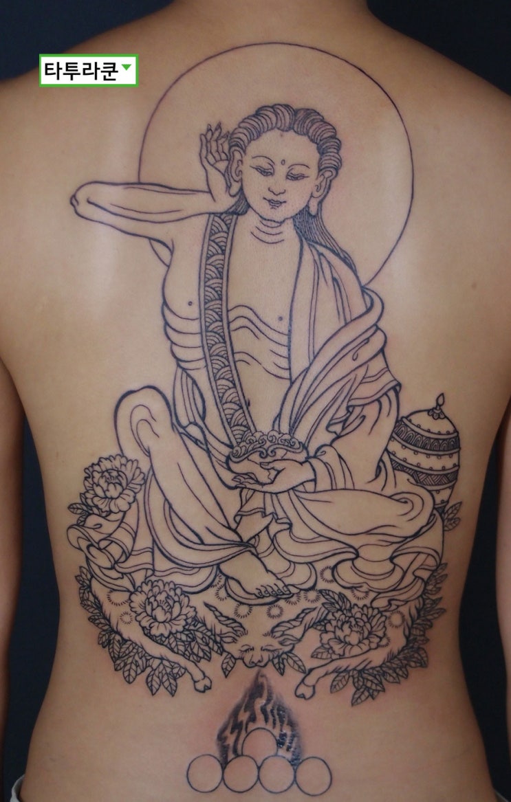  탱화타투 진행중/티베트 밀라레빠 존자/ yogi tattoo [홍대 타투라쿤]