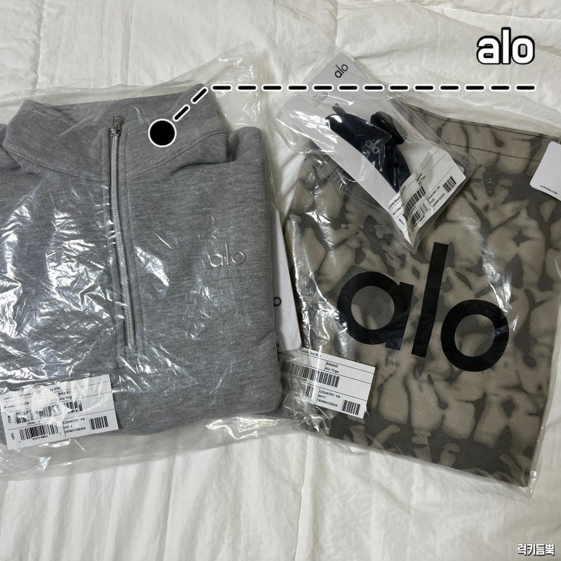 alo 알로 아콜레이드 반집업 맨투맨, 90‘s 클로 클립 집게핀, 타이다이 쇼퍼 토트백 후기[알로....