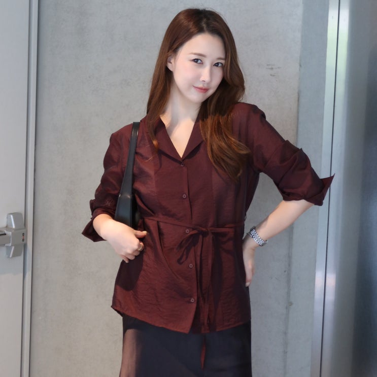 분위기 여신되는 가을 코디, 무아르무스 MUARMUS 오간자 셔츠로 완성