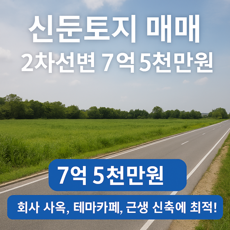  [신둔토지]"눈에 띄는 자리! 신둔면 2차선변, 사옥/카페/근생 신축 최적의 부지 (7억 5천만원)"