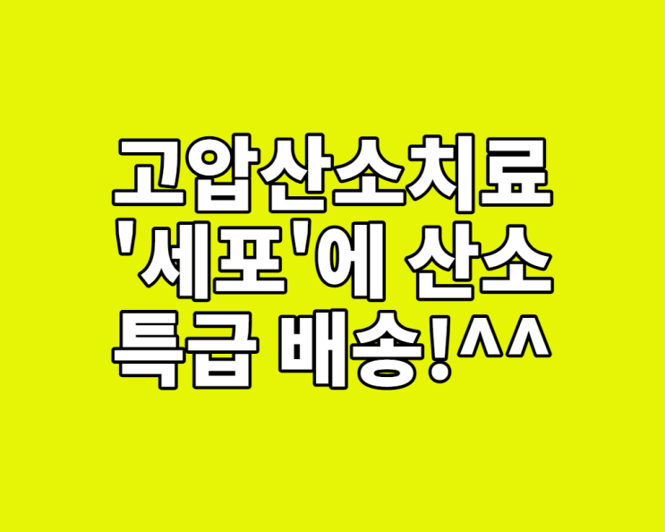  고압산소치료, '세포'에 산소 특급 배송! (효능, 원리, 비용 총정리)
