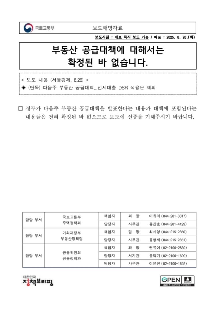 부동산 시장과 손바닥으로 하늘을 가리는 정부. (부동산 공급 대책 해명)