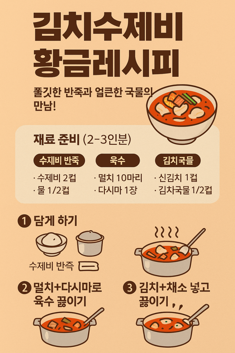 김치수제비 황금레시피 쫄깃한 반죽과 얼큰한 국물의 만남