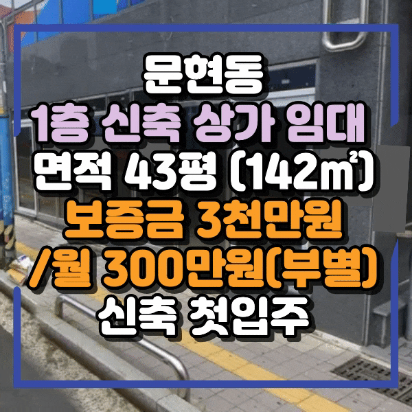  남구 문현동 신축 상가임대, 1층 무권리 상가, 문현3구역 근접 거리 신축 첫입주기회, 상권 활성화 기대 충분한 문현동 신축상가 임대