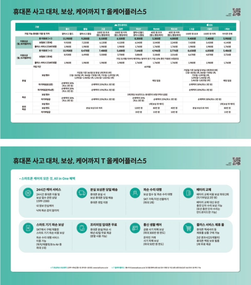 SKT 분실 파손 보험
