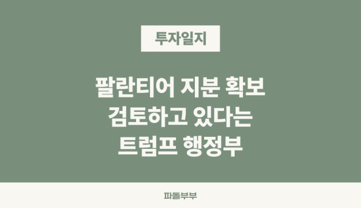  미국주식 팔란티어 PLTR 지분 확보 투자 검토 트럼프 행정부