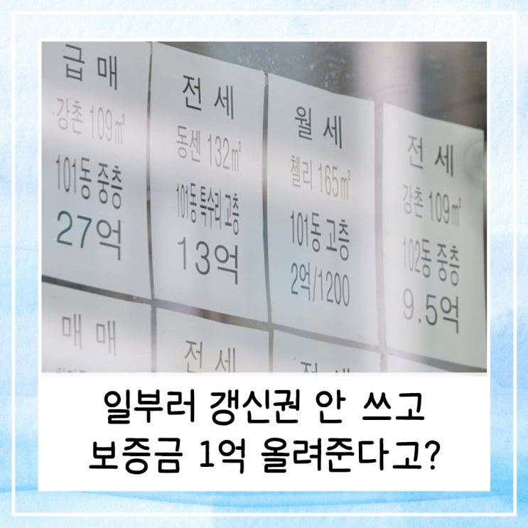  일부러 갱신권 안 쓰고 보증금 1억 올려준다고?