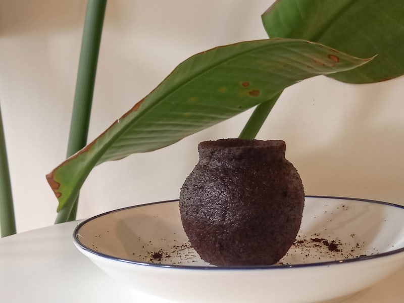 커피찌꺼기 고체 탈취제 만들기 - 오브제 같은 탈취제 (달항아리)