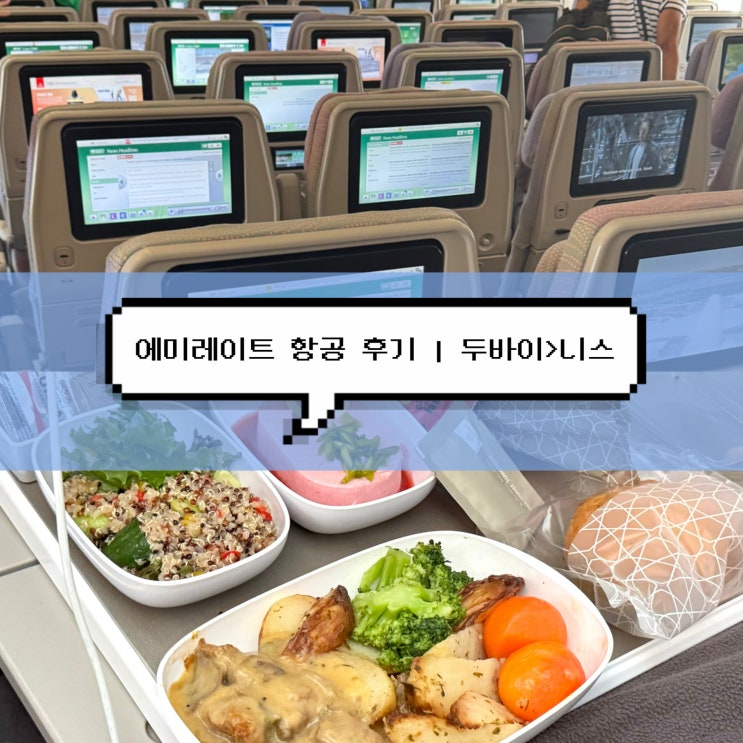  [남프랑스 여행] 에미레이트 항공 두바이 > 니스 EK77 이코노미 좌석 간격, 기내식, 어매니티