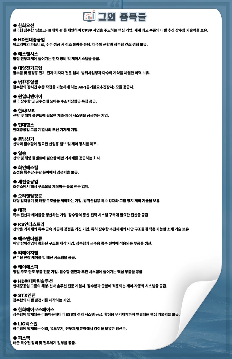 잠수함 관련주 수혜주식 대장주 : 네이버 블로그