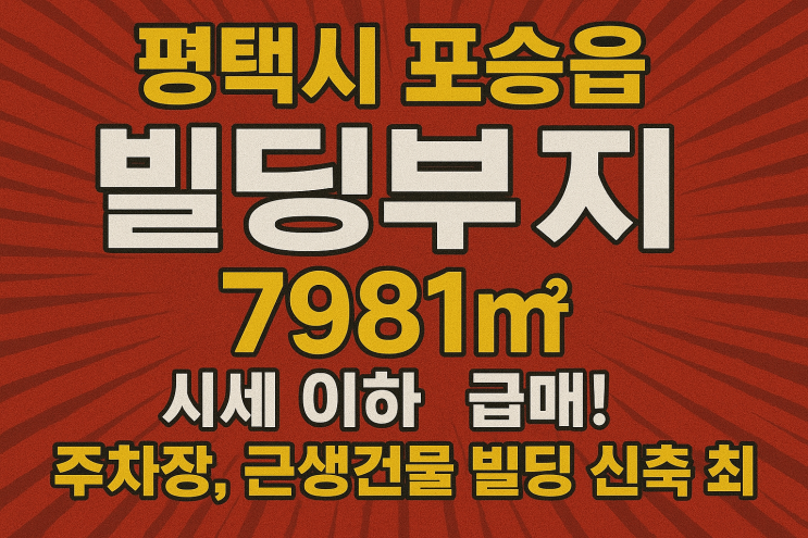  평택시 포승읍 빌딩부지7981 시세 이하 급매! 주차장, 근생건물, 빌딩 신축