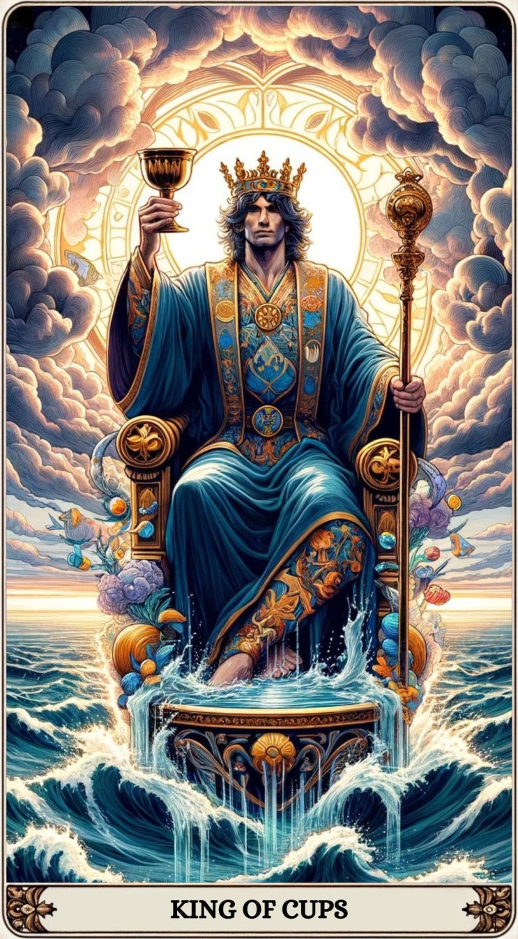  [타로카드 해석] 타로카드 컵 14번(King of Cups)을 알아보자