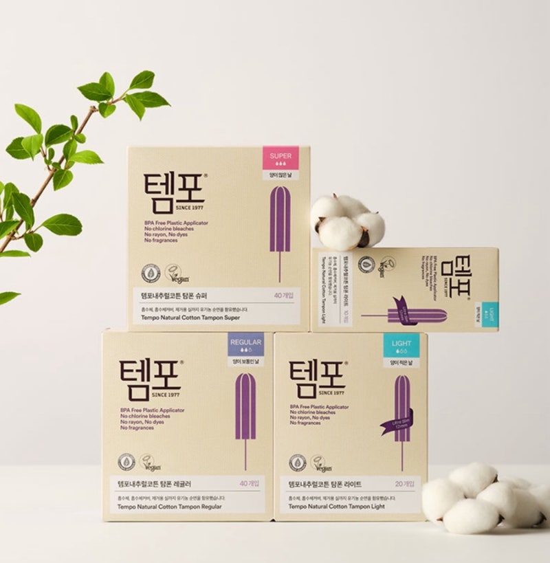 [ 템포 ] 탐폰 라이트 & 탐폰 레귤러 & 순면 라이너롱 - 2mm 더 가볍게 유기농 순면 여성용품 초....