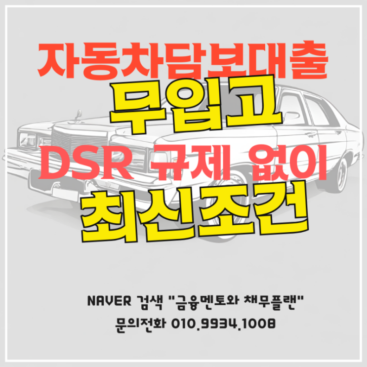  dsr 정부 규제 없는 추가 자금 자동차 담보대출 무입고