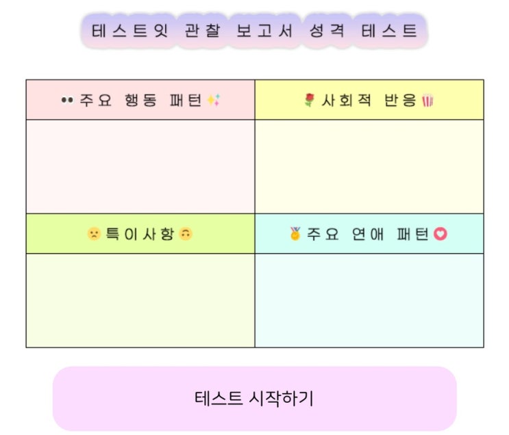  관찰 보고서 성격 테스트, 나의 관찰 보고서를 통해 나의 성격 알아보기!