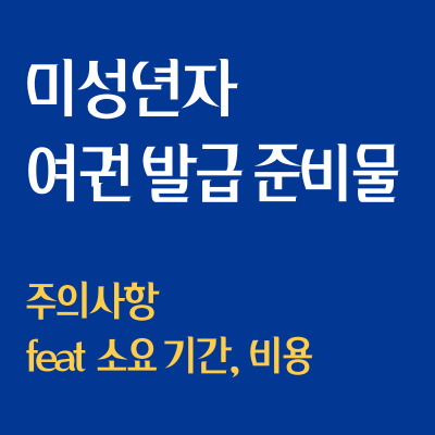  미성년자 여권 발급 준비물 주의사항  feat 기간 & 비용