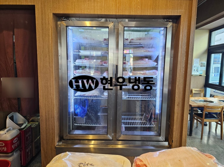  울산저온창고수리 숙성냉장고 유리문도아 안닫힘으로 손잡이세트 교체수리