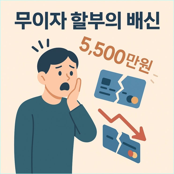  무이자 할부의 배신: 신용점수 하락과 대출 한도 5,500만원 증발의 진실