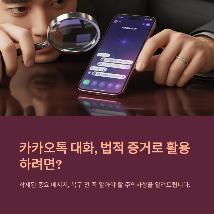  카톡 대화 증거 보존, 포렌식 복구 시 주의할 점(대전카카오톡)