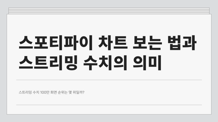  스포티파이 차트 보는 법, 스트리밍 수치 100만 회면 순위는 몇 위일까?