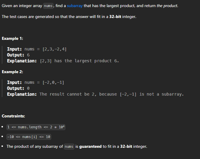  JAVA_LeetCode 152_Maximum Product Subarray