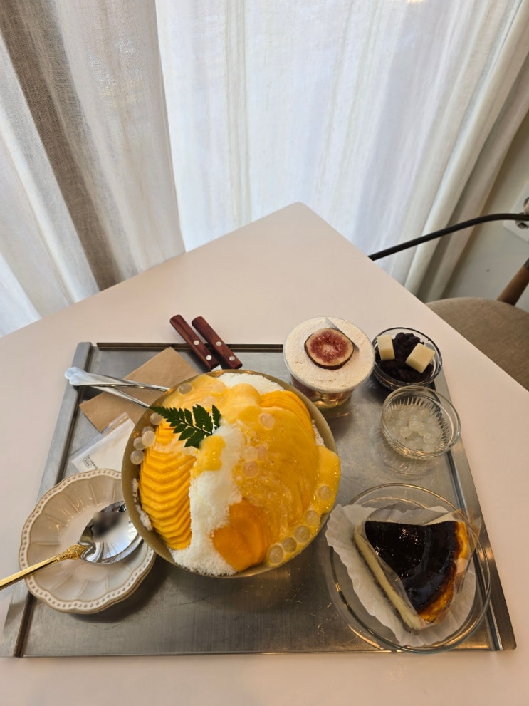  [ 포항 현지인 맛집 ] 양덕 망고빙수맛집 『 카페브리야 』 || 애플망고빙수, 무화과 보틀케이크, 바스크 치즈케이크