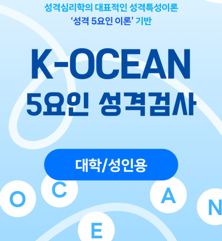  나를 제대로 알 수 있는 가장 정확한 성격검사, K-OCEAN 5요인 성격검사 후기