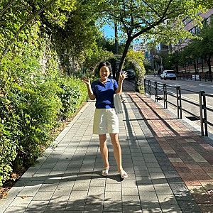 빈폴레이디스 솔솔니트 케이블 반소매 풀오버 블루(BF5451C12P) 차주영니트