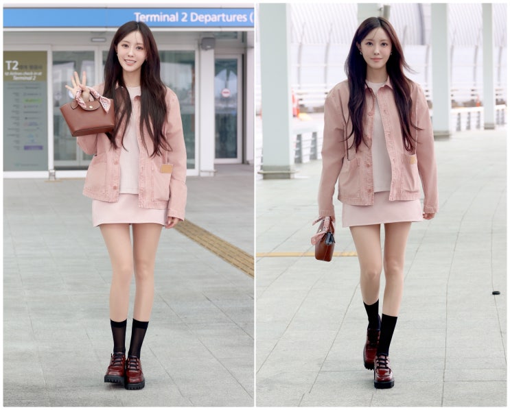  효민, 브라운 미니백으로 완성한 공항패션 화제!