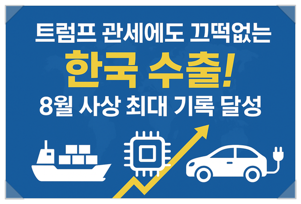 <b>트럼프 고관세</b> 압박에도 흔들림 없는 한국 수출, 8월 사상 최대... 