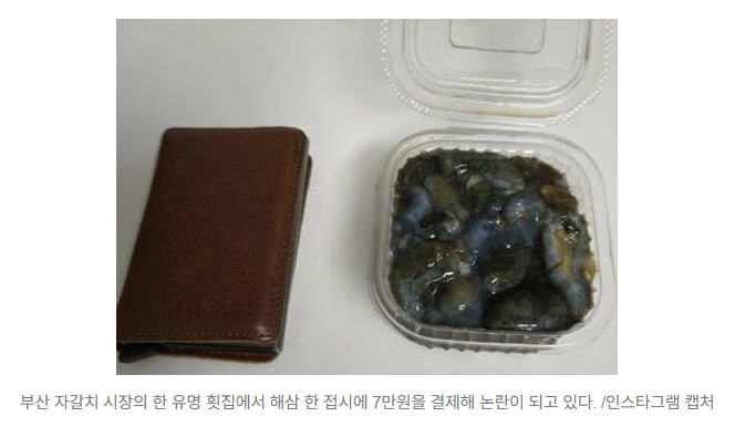  부산 자갈치시장 또 바가지 논란해삼 한 접시에 7만 원? 시민들 분통