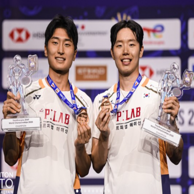  김원호-서승재 2025 파리 배드민턴 세계선수권 남자복식 우승!! 이것이 세계랭킹 1위의 압도적 실력이다!! 중국 천보양-류이에 완승!!(서승재 2연패, 대표팀 유일한 금메달)