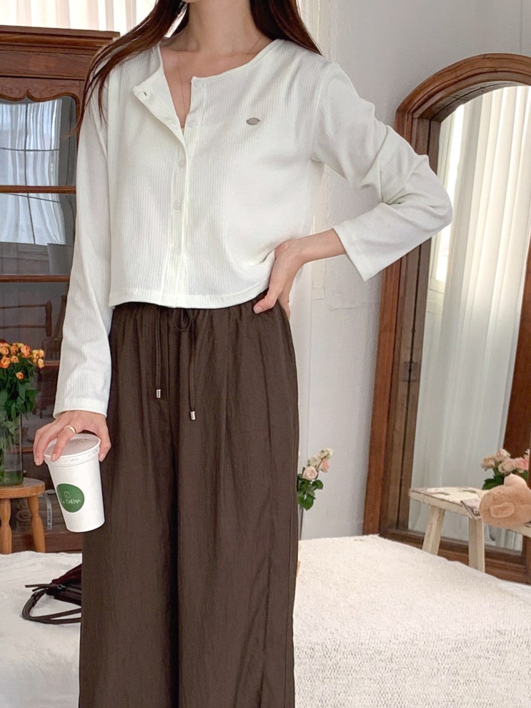  가을 봄 간절기 데일리룩 완성! 스판 팬던트 긴팔 가디건 추천