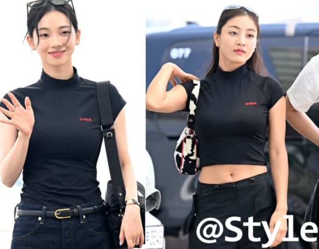  카리나 vs 지효, 같은 톱 다른 무드 ️ 공항패션 대결