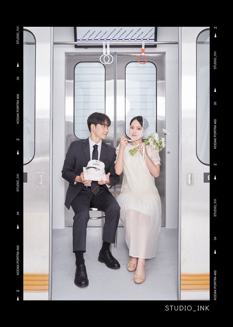  부산 광안리셀프사진관 스튜디오 잉크 : 지하철컨셉의 셀프웨딩촬영 후기