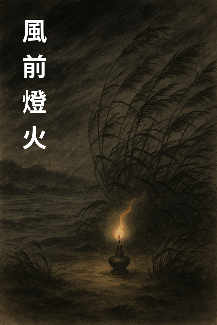   풍전등화(風前燈火) — 바람 앞의 등불처럼 위태로운 상황