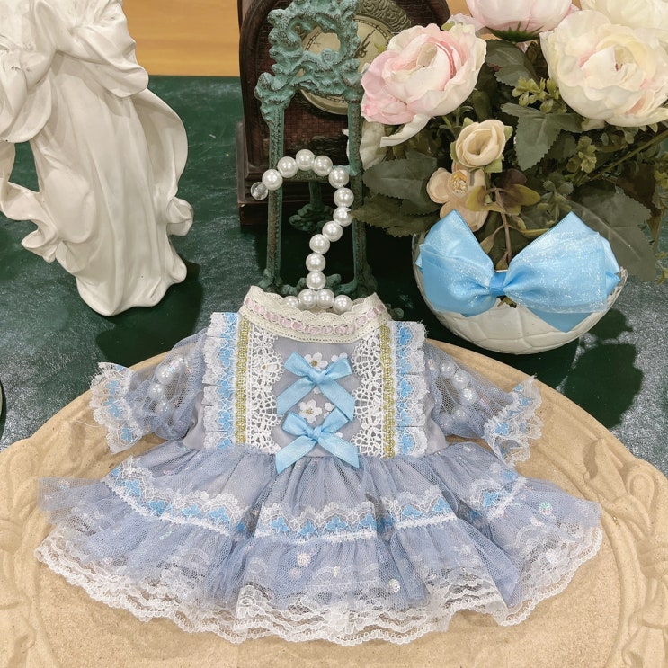  20cm 소프트 블루 원피스 세트 인형옷 롱바디 체형 아이돌인형옷