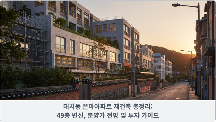 대치동 은마아파트 재건축 총정리: 49층 변신, 분양가 전망 및 투자 가이드